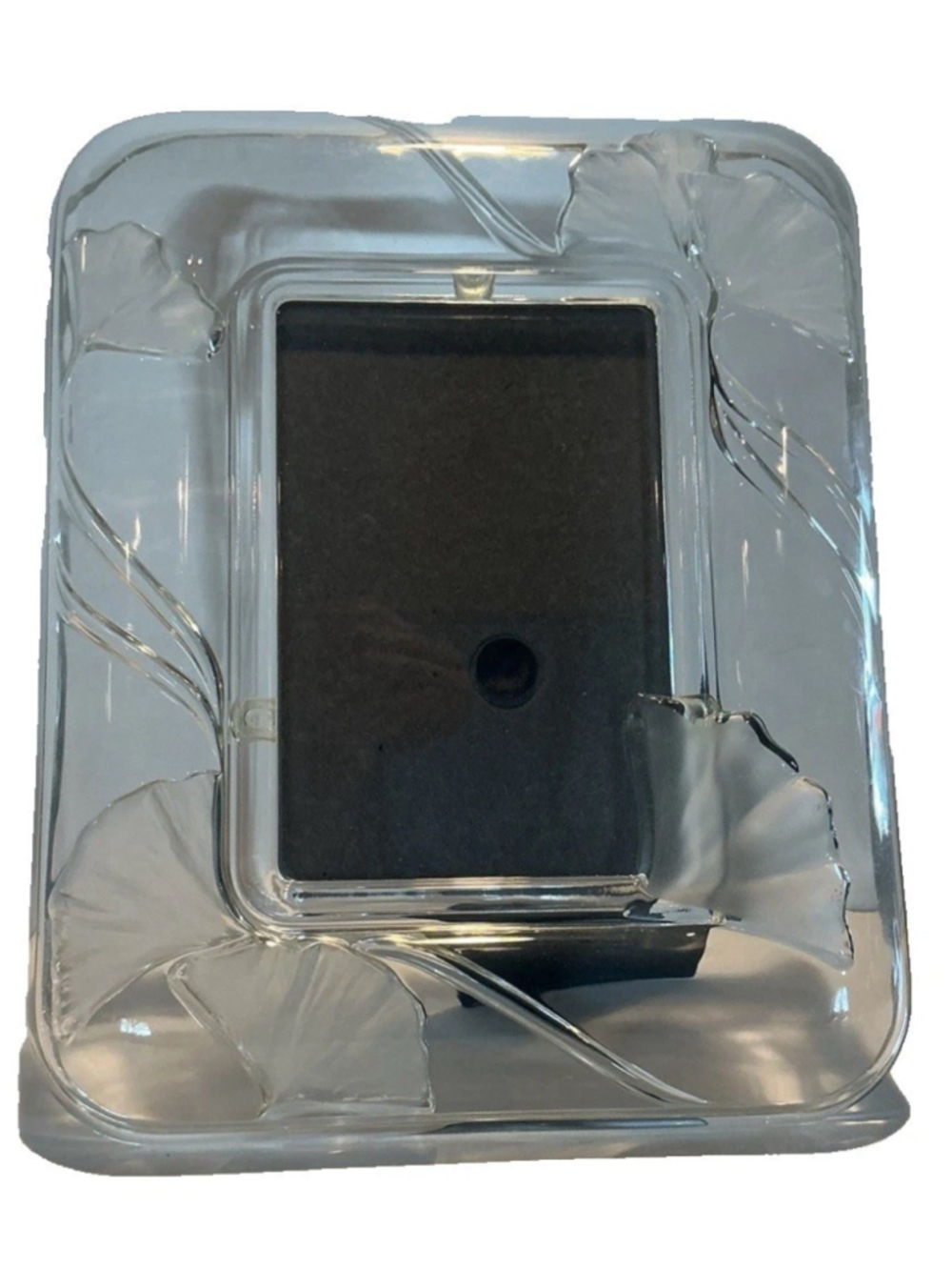 Mikasa Crystal Ginkgo Leaf Picture Frame Frosted Glass 4x6 Deco Tabletop Decor
